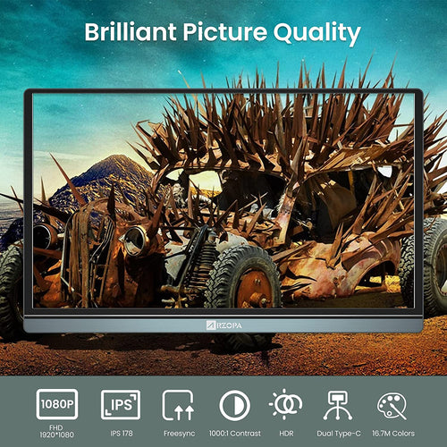 15.6-Inch FHD 1080P Portable Monitor with USB-C & HDMI, IPS Eye Care Display, HDR, Dual Speakers, Smart Cover, and Plug & Play Compatibility for Laptops, PCs, Macs, Xbox, and PS5