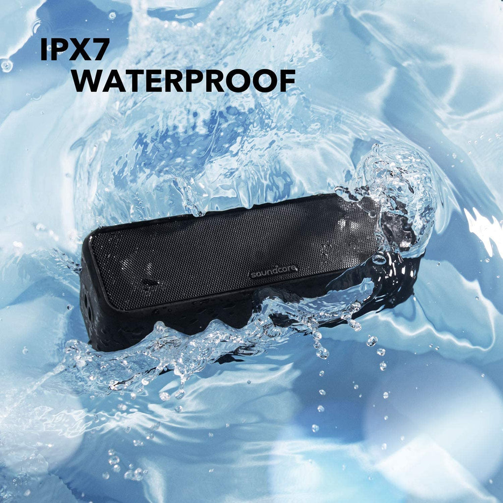Soundcore  3 Portable Bluetooth Speaker - Wireless, IPX7 Waterproof, 24H Playtime, Pure Titanium Diaphragm Drivers, Partycast, Bassup, Custom EQ App - for Home, Shower, Outdoor, and Beach