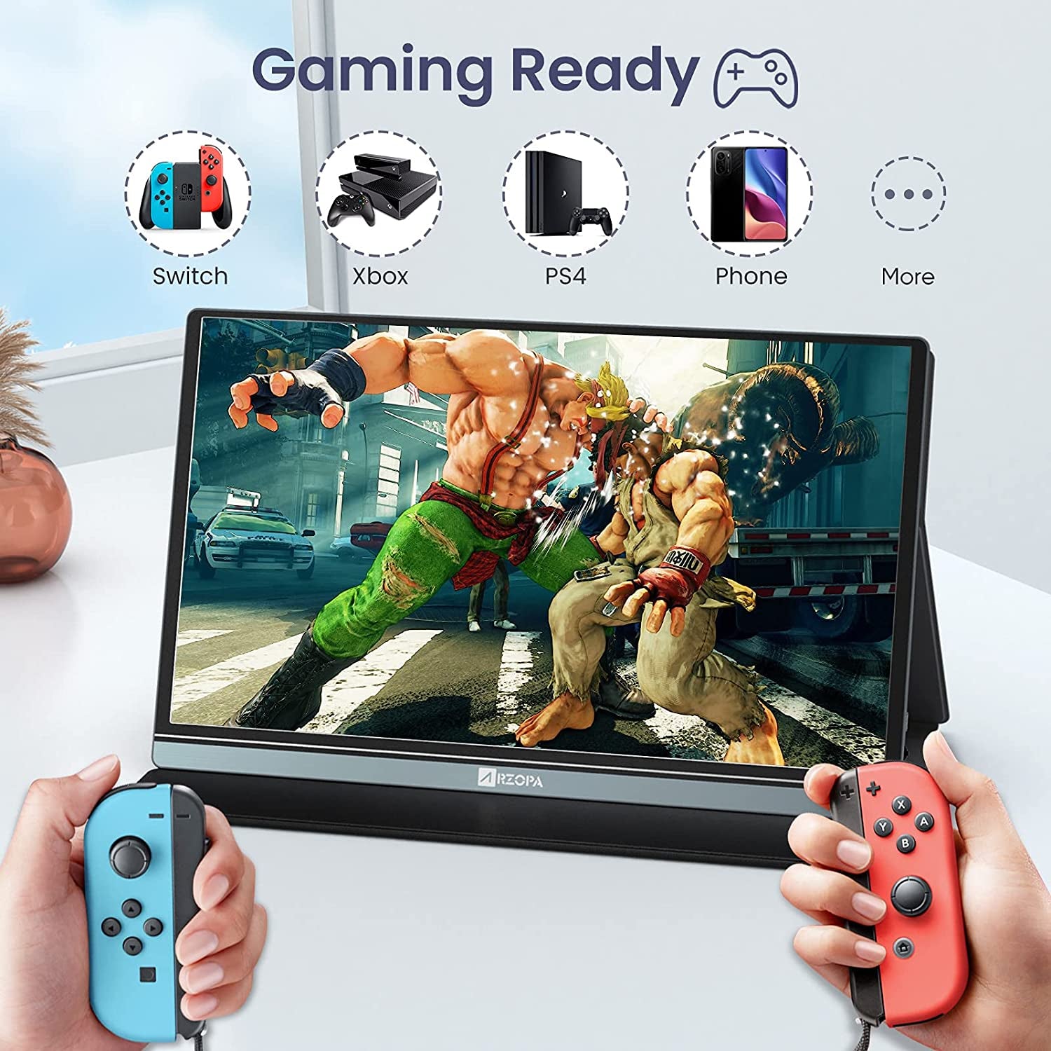 15.6-Inch FHD 1080P Portable Monitor with USB-C & HDMI, IPS Eye Care Display, HDR, Dual Speakers, Smart Cover, and Plug & Play Compatibility for Laptops, PCs, Macs, Xbox, and PS5