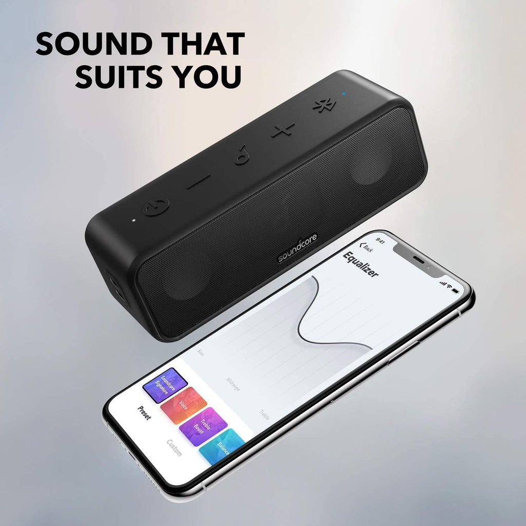 Soundcore  3 Portable Bluetooth Speaker - Wireless, IPX7 Waterproof, 24H Playtime, Pure Titanium Diaphragm Drivers, Partycast, Bassup, Custom EQ App - for Home, Shower, Outdoor, and Beach