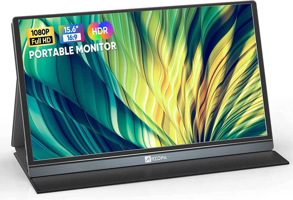 15.6-Inch FHD 1080P Portable Monitor with USB-C & HDMI, IPS Eye Care Display, HDR, Dual Speakers, Smart Cover, and Plug & Play Compatibility for Laptops, PCs, Macs, Xbox, and PS5